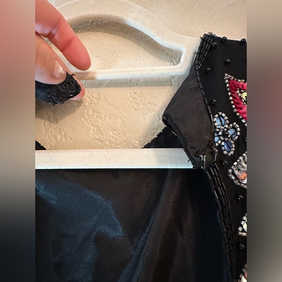 Vintage Black Beaded Sequin Cocktail Dress | Floral Art Deco Embellished Sheath - Picture 16 of 16